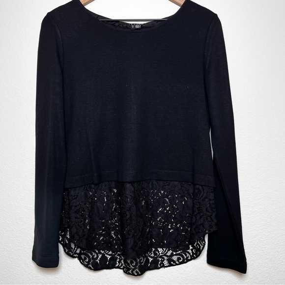 Theory‎ Women Bente Top Medium Black Lace Overlay Business Casual Layered - Picture 1 of 8
